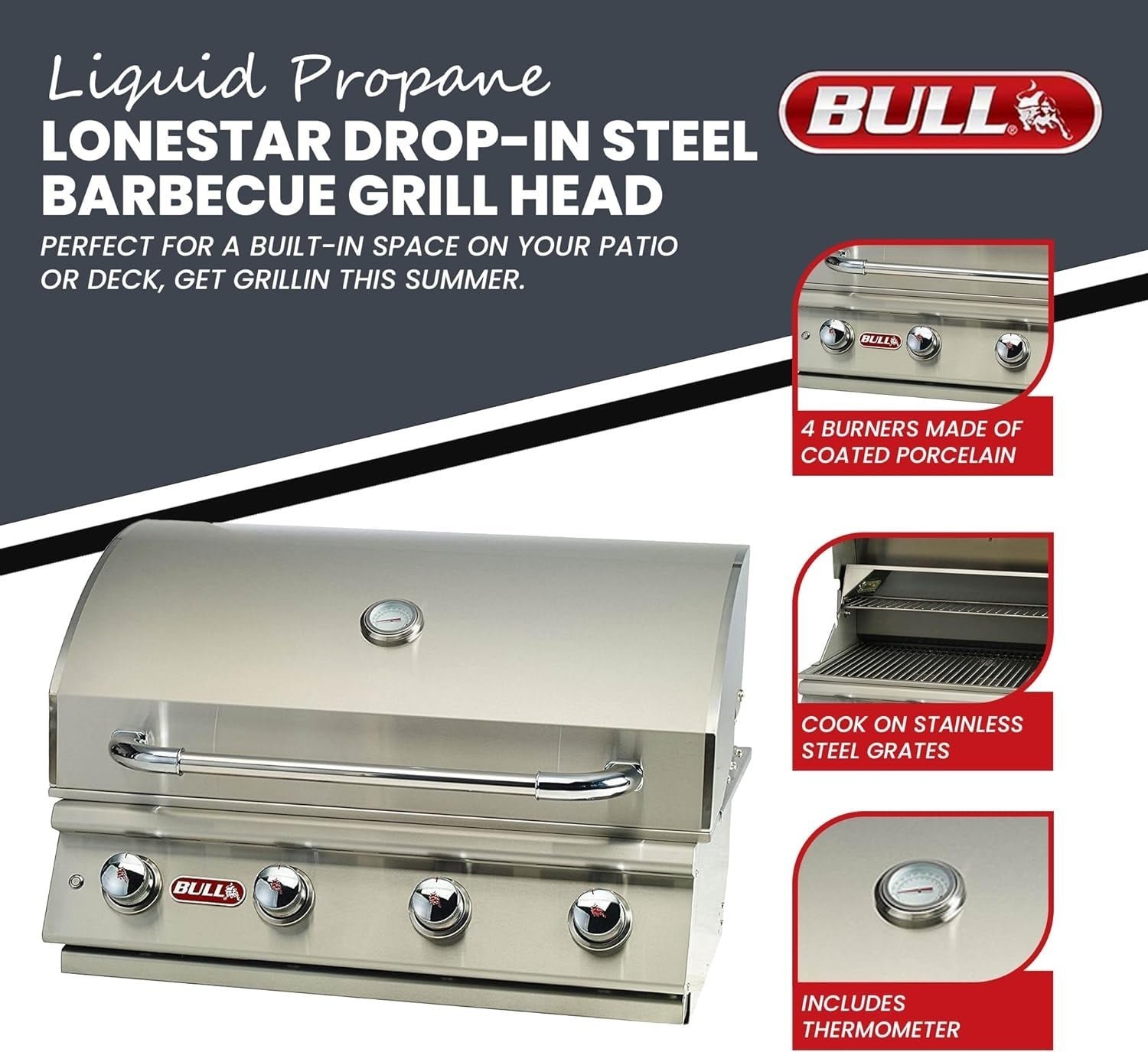Bull 30″ Lonestar Select Stainless Steel Drop-In Grill - Image 5