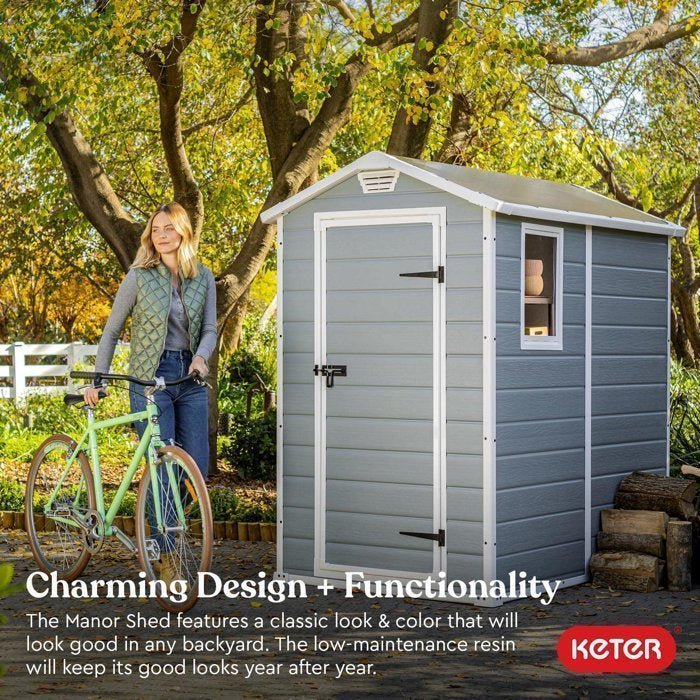 Keter Manor 4 ft. W x 6 ft. D Vertical Resin Outdoor Storage Shed Ideal For Patio - Image 15