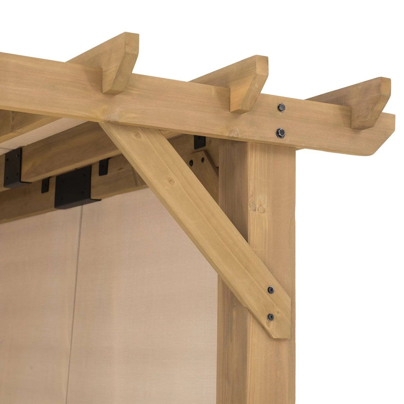 SummerCove 11 ft. x 10 ft. Tan Cedar Frame Wood Pergola with Adjustable Canopy - Image 3